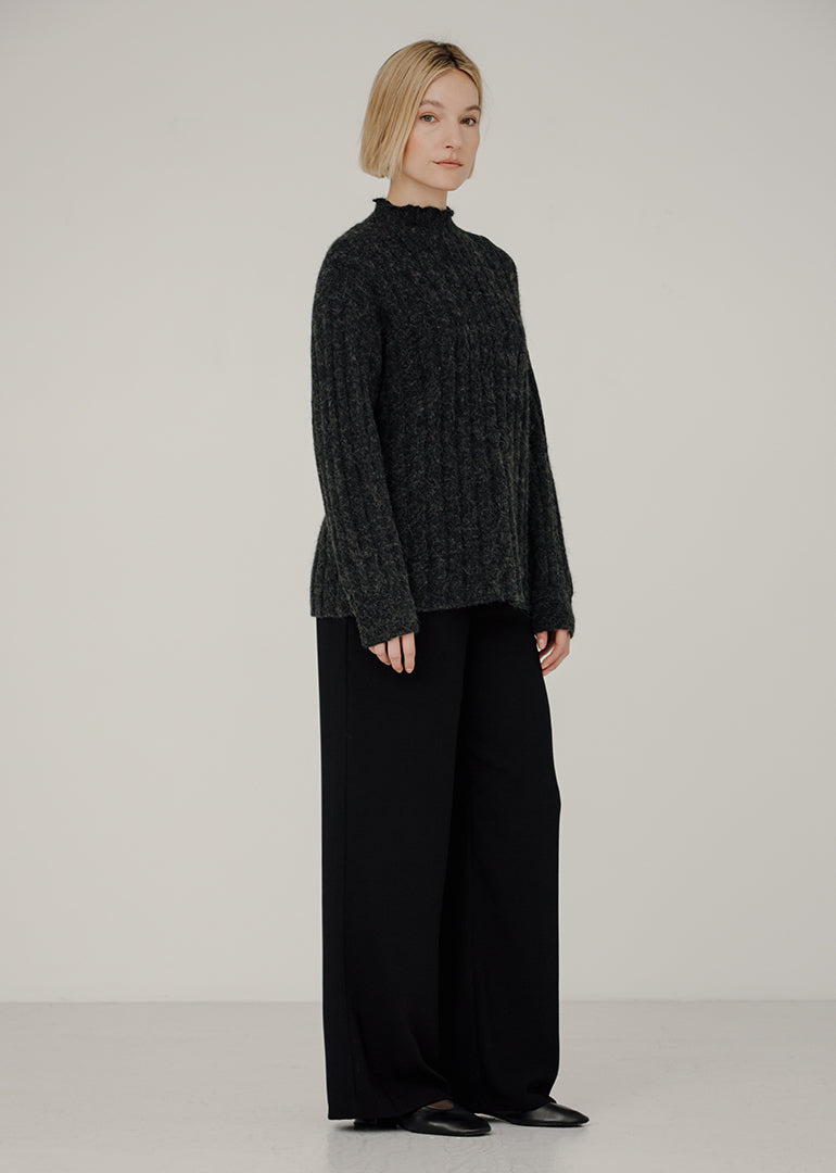 Bare Knitwear Demi Mock Neck in Basalt